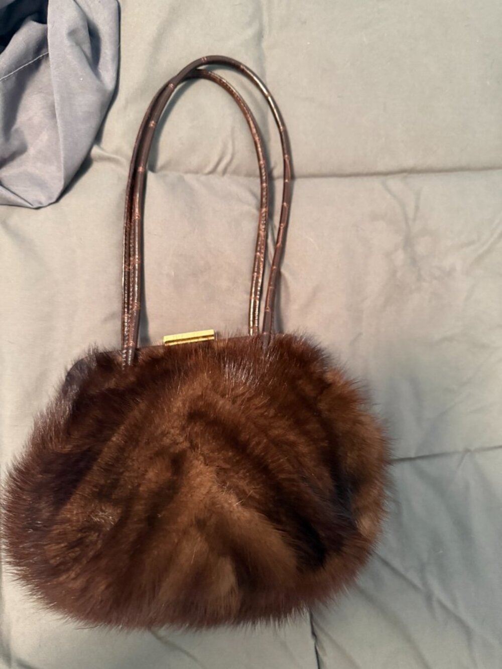 Vintage Lord & Taylor Genuine Mink Fur Handbag – Brown Mink Leather Handles